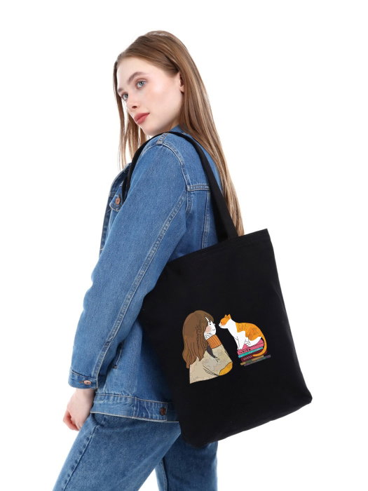 PaulDavis Bolso Tote 1519 de Algodón Negro 35 x 40 x 8 cm